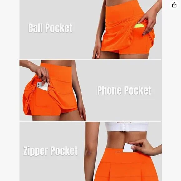 Joy Girl size S EUC orange athletic tennis pickleball mini skirt - Picture 3 of 7